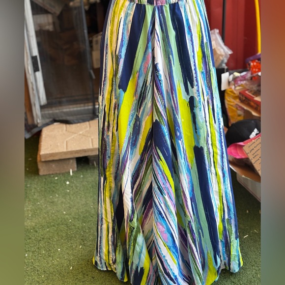 Handmade Pants - Multicolor Abstract Flowy Pants Reimagined by @AuntBaggy